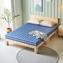 미엔우드 천연 편백나무 레드파인 통원목 침대 프레임 선반 수납 평상 3단 LED 매트리스 싱글 슈퍼싱글 더블 퀸 킹, 미엔 천연라텍스 일반형 15cm