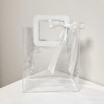 투명 PVC 토트백 가방 구디백 선물쇼핑백 리본 4P세트, 4세트