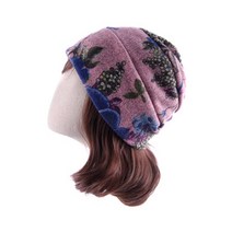 엄마짱 MDF 8339 삼단 플라워 기모두건 엄마 모자 할머니 항암두건 실내용 비니