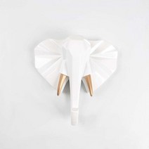 헌팅트로피 벽 장식 소품 인테리어 꾸미기 동물 머리 수지 키 후크 홀더 의류 사슴 코끼리 유니콘 코뿔소 랙 후크 코트 가방 걸이 모자 홈, 흰 코끼리
