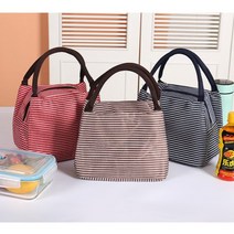 올리아르 스트라이프 도시락가방 이유식 보냉백 런치백, 레드, 1개