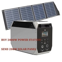 캠핑용배터리 파워뱅크 캠핑 배터리 차박용품 Lifepo4 2000W 휴대용 발전소 200W 태양 전지 패널 키트 완벽한 태양광 발전기 야외 대용량 전력, white+110V US JP plug