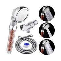 호스 및 샤워 암 브래킷이 포함된 PRUGNA 필터 헤드 고압 절수 휴대용 샤워 건조한 모발 피부용 3가지 설정 헤드 SPA