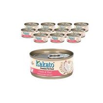 카카토 고양이 프리미엄 컴플리트 주식캔 치킨 앤 오리, 70g × 닭 × 12개