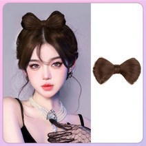 하이유니 리본 모양 집게 머리핀 헤어피스, 쿨브라운, 1개