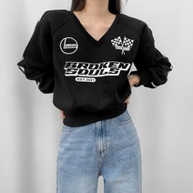 티데일리 여성용 레이싱 브이넥 기모 맨투맨