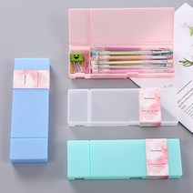 씨앤초이스 반투명 무지 필통 4세트 사각 플라스틱 분할 펜슬 케이스 문구 사무용품 필기도구 학용품 수납, 4컬러set, 4컬러set