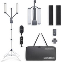 GAMCOR 멀티미디어 X 휴대용 LED 조명 키트 원격제어 2700K - 5600K 색온도 셀피제어 스마트폰 마운트 (그레이), Grey