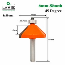 테이블쏘 원형톱 톱다이 생크 도 챔퍼 에지 형성 라우터 비트 베벨 플러시 트림 비트 목공 밀링 커터 비트, 8x40mm