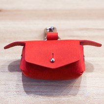 [레드] 천연 베지터블 가죽 강아지 배변봉투 가방 / 풉백 홀더 / 똥츄 백 / leather poop bag holder [꽃순로프트], 2. 각인 함 (판매자에게 문의해 주세요)