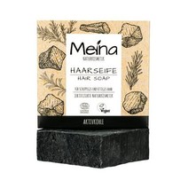 Meina Natural Cosmetics 활성탄 함유 비듬 및 지성 모발용 블랙 유기농 헤어 비누 인증 비건 지속 가능 수제 플라스틱 프리 팜유 미포함 고체 샴푸, 80g
