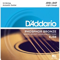 [심로악기]공식수입정품 다다리오(Daddario) EJ38 어쿠스틱기타스트링 기타줄, 8개(개당 18,100원)
