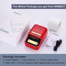 네임 스티커 라벨 프린터 NiimbotB21 무선 감열식 블루투스 잉크리스 메이커 지원 테이프 폭 2550mm iOS 및 안드로이드와 호환 가능, Red Printer_CHINA