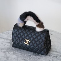 명품 멀티 밍크 핸들 손잡이 브라운계열 유럽산 리얼 밍크퍼