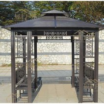 야외 정자 캐노피 원두막 파고라 정원 바베큐장 마당, 3x3m 아연 도금 시트+좌판 2개+테이블