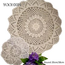 뜨거운 면 placemat cup 코스터 주방 크리스마스 테이블 place mat cloth lace crochet navidad 냅킨 냅킨 new year 웨딩 패드 254, 짙은 녹색, 라운드 38cm