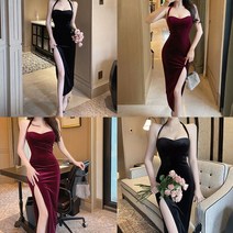 코지 여자 매혹적인 연말파티 홀터넥 옆트임 롱원피스