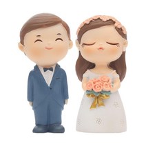 축하 무도회를 위한 웨딩 케이크 토퍼 장식적인 신부 조각품, 블루 슈트, 수지