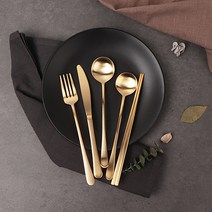 골드문 명품 24K 골드 커트러리 4종 1인세트 선물용 패키지 양식기 세트, 6. 연꽃 1인세트, 연꽃