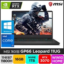 MSI GP66 레오파드 11UG RTX3070 배그 게이밍 주식 영상편집 고성능 노트북, 16GB, SSD 1TB, Windows10 홈