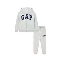GAP Kids ★갭22년 FALL★ [남아 6-14세] 셰르파 라인드 로고 후드 집업 세트 - 멜란지 그레이