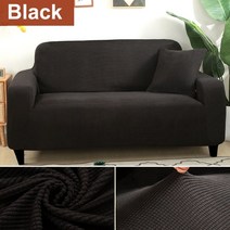 거실용 소파 커버 용 두꺼운 탄성 폴라 플리 안락 의자 1234 인승 L 코너, 검은 색, 2인승 135-170cm