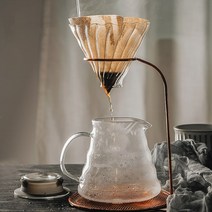 커피포트 드롱기 커피드립퍼 핸드드립주전자 커피머신 커피 드립퍼 v60 푸어 오버 커피 포트 핸드 양조 냄비 커피 필터 컵 커피 주전자 드립퍼 스탠드 커피 메이커 세트, 유리 깔때기