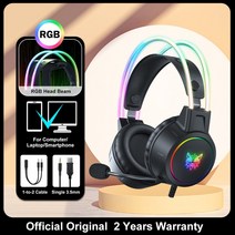 블루투스 이어폰 ONIKUMA X15 Pro RGB 헤드 빔 게임용 헤드폰 마이크 포함 PS5 스위치 용 3.5mm 내구성 스테레오 서라운드 헤드셋 게이머, [01] Black 3.5mm