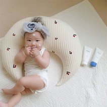 임산부바디필로우 u자바디필로우아기 체리 자수 베개 부드러운 수유 신생아 머리 쿠션 침대 범퍼 달 모양, 02 cherry