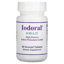 옵티목스 IODORAL IOD-6.25 요오드 아이오딘 6.25mg 90정 IODINE, 1개, 쪼갬선 있는 정제 90정