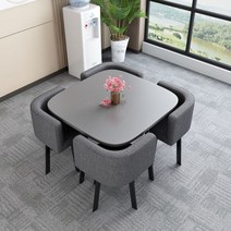 북유럽 4인용 대리석 세라믹 원형 스퀘어 테이블세트 가죽의자 거실라운지식탁 홈카페, J