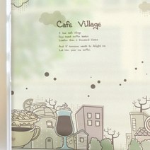 [뭉키데코] 무점착반투명시트_MSC-196_카페빌리지(A01_W90xH90cm), A01_W90xH90cm