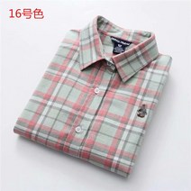 격자 체크 무늬 대형 여성 코튼 긴 셔츠 블라우스 캐주얼 루즈한 4XL