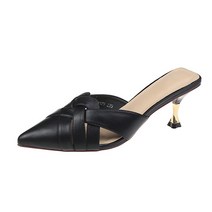 명브띠 럭셔리 꼬임 6.5cm 여성 미들힐 샌들