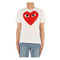 [꼼데가르송] (P1T026 WHITE) 남성 더블하트 반팔 티셔츠
