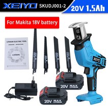 전기톱XEIYO 5000 분당회전수/분 무선 전기 왕복 톱 가변 속도 금속 나무 PVC 뼈 절단 도구 Makita 18V 배, 02 20V 1.5Ah 2 Battery_01 EU
