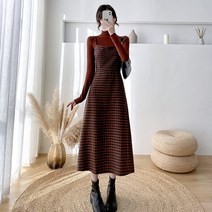 뷔스티에원피스 모직 롱 가을 겨울 체크