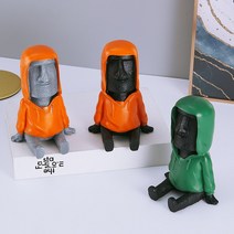 모아이소품 크리 에이 티브 휴대 전화 스탠드 모아이 석상 장식 홈 오피스 소년 책상 데스크탑 좋은 예술 유니크, 1. 블랙 오렌지 옷