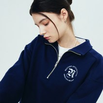 앤커버 로만 타이포 로고 하프 집업-네이비 - NAVY 142507