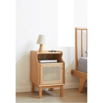 라탄 사이드 테이블 틈새 협탁 일본식 침대 수납 콘솔, F