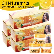 화이트닝크림 미백크림 여성크림 유기농 미백 주근깨 페이셜 크림 피부 타입 다크 스팟 코렉터 페이스 천연 표백 스킨 케어, [07] PACK OF 5 (3 in 1)