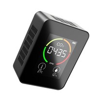 이산화탄소 측정기 실내 센서 3In 1 2.8 인치 LCD CO2 측정기 대기 질 온도 이산화탄소 검출기 자동 보정 4, 02 Black