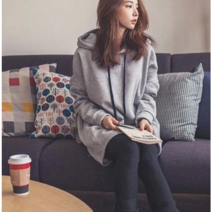 여성 롱후리스 박시 오버핏 기모 후드티