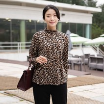 모슬린 엄마옷 호피 반폴라 긴팔 티셔츠 ETP211125 마담 미시옷 중년여성의류 빅사이즈 50대 60대여성옷