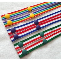 L69cm/S52cm국내 자체제작 고급 마스크 스트랩 3개세트 무료배송-수제 줄무늬 패턴 핸드메이드 무독성 똑딱이형 마스크 목걸이, 성인용