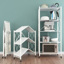 블랙키친 원터치 폴딩선반 접이식 철제선반 3단 4단 5단 (2 color) 육각렌치 증정, 화이트, 1개