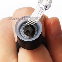 실험실 소모품 일회용 문신 잉크 링 컵 스폰지 안료 홀더 50 개/100 개 블랙 마이크로블레이딩 펜 18U, 한개옵션1, 04 Black  100pcs