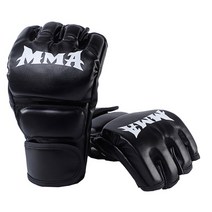오픈핑거글러브 ufc mma 글러브 쌍 두꺼운 권투 장갑 장갑 반 손가락 펀치 백 킥복싱 무에타이 전문 복싱 훈련 장비, 검은색