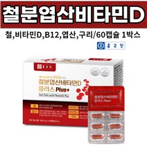 종근당 철분 엽산 비타민D 비타민b12 구리 푸마르산제일철 글루콘산동 헴철 엽산, 01개(2개월), 500mgX60캅셀