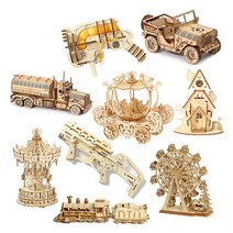 3D 입체퍼즐 19종 나무퍼즐 모형 만들기 집중력 향상 DIY 퍼즐, 할로윈 하우스